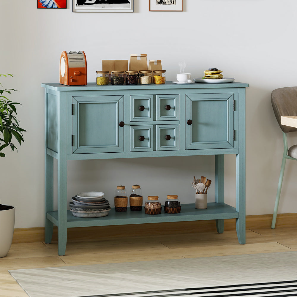Buffet Sideboard Cabinet with 2 Doors and 2 Drawers-Blue - Gallery View 1 of 10