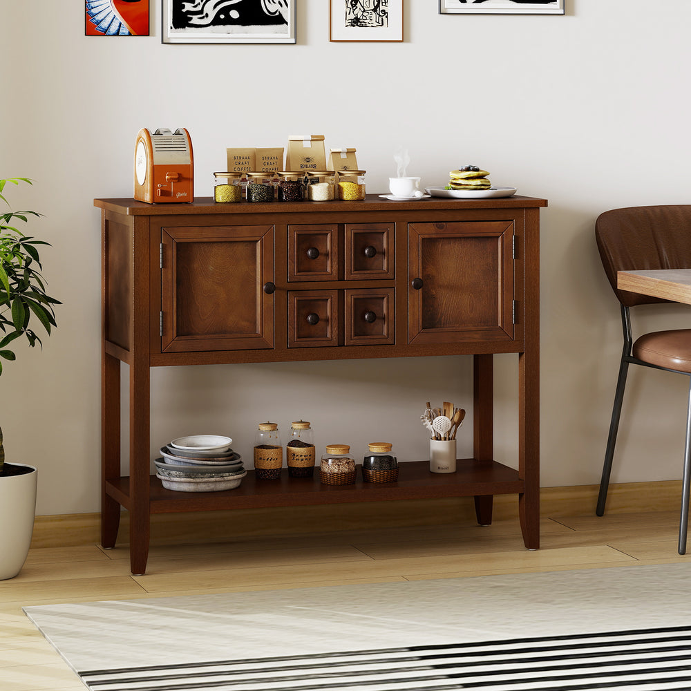 Buffet Sideboard Cabinet with 2 Doors and 2 Drawers-Brown - Gallery View 1 of 10