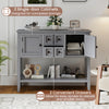Buffet sideboard cabinet in gray featuring 2 single-door cabinets and 2 drawers for concealed storage and easy access.