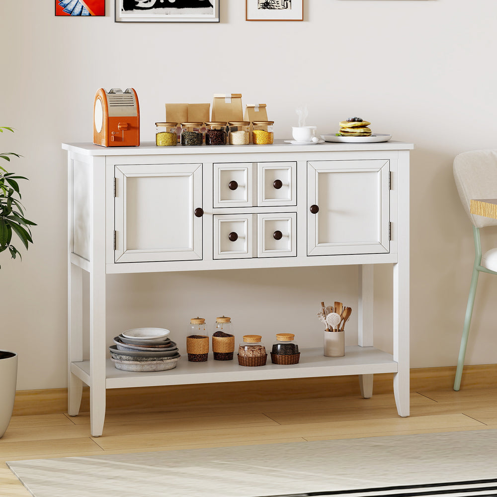 Buffet Sideboard Cabinet with 2 Doors and 2 Drawers-White - Gallery View 1 of 10