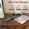 Buffet sideboard coffee bar cabinet in rustic brown with built-in power outlets and USB ports for convenient charging.