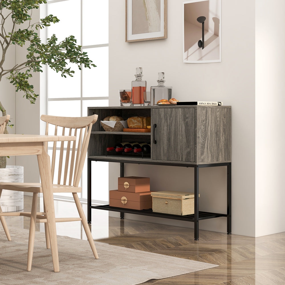 Buffet Sideboard Coffee Bar Cabinet with Power Outlets and USB Ports-Gray - Gallery View 1 of 10