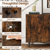 Buffet sideboard with rustic brown finish, featuring sleek knobs, premium metal hinges, and easy-to-clean surface.
