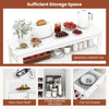 Buffet sideboard with open shelf and two side cabinets, featuring a removable wine rack for versatile storage solutions.