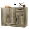 Buffet storage cabinet in gray with 2 drawers and 2 side cabinets, perfect for kitchen or dining room organization.