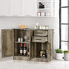 Gray buffet storage cabinet showcasing spacious side cabinets and a sleek design, ideal for stylish kitchen storage.