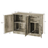 Buffet storage cabinet in gray with 2 drawers and 2 side cabinets, featuring adjustable shelves for versatile storage.