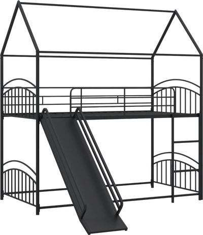 Costway Twin Over Twin House Bunk Bed Frame Metal Slats 66290154 New