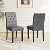Button Tufted Fabric Upholstered Wooden Dining Chair Set of 2 with High Curved Back-Gray - Gallery View 1 of 10