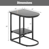 C-shaped modern sofa side table featuring a faux marble top and sturdy black metal frame, designed for convenient.