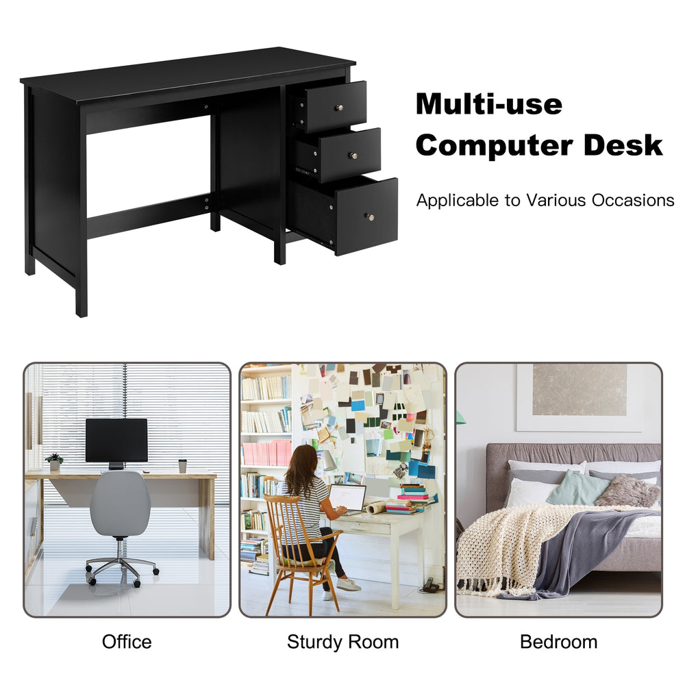 Costway Desk 48" x 20" Desktop with 3-Drawers for Home Office Study MDF New