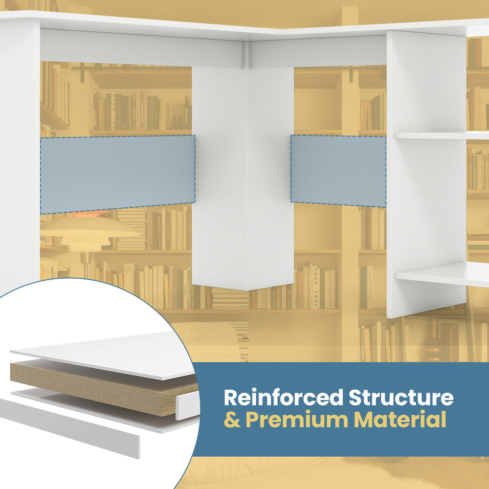 Close-up of the reinforced structure of the Large Modern L-shaped Computer Desk, showcasing premium material and sturdy.
