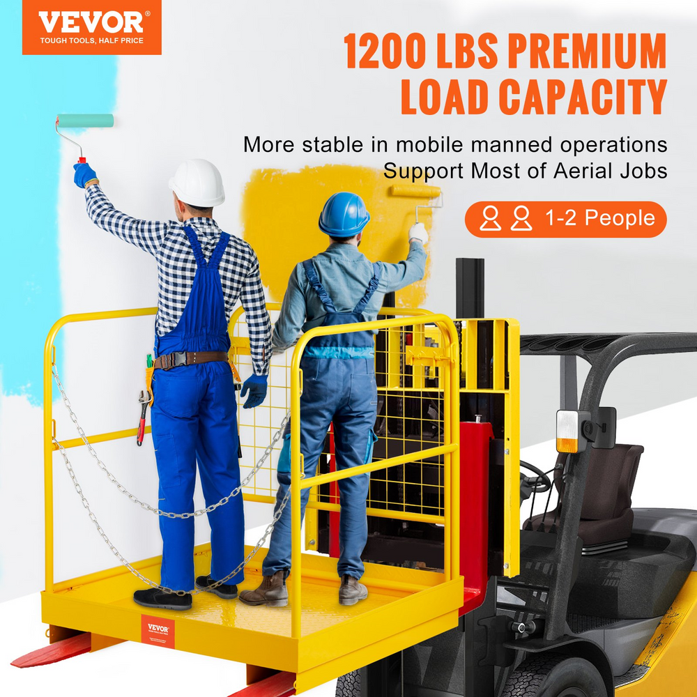 Vevor Forklift Safety Cage 36" x 36" Work Platform 1200 lbs Capacity Foldable For Aerial Job New