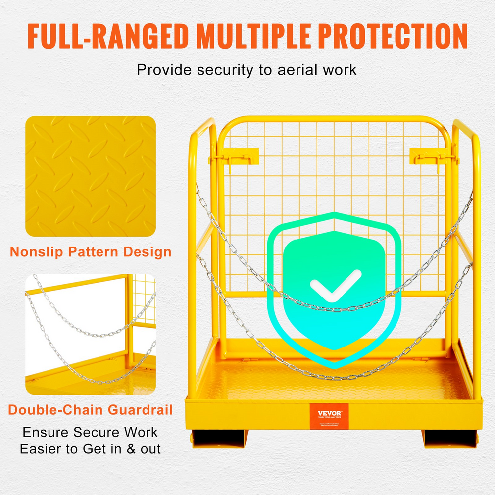 Vevor Forklift Safety Cage 36" x 36" Work Platform 1200 lbs Capacity Foldable For Aerial Job New