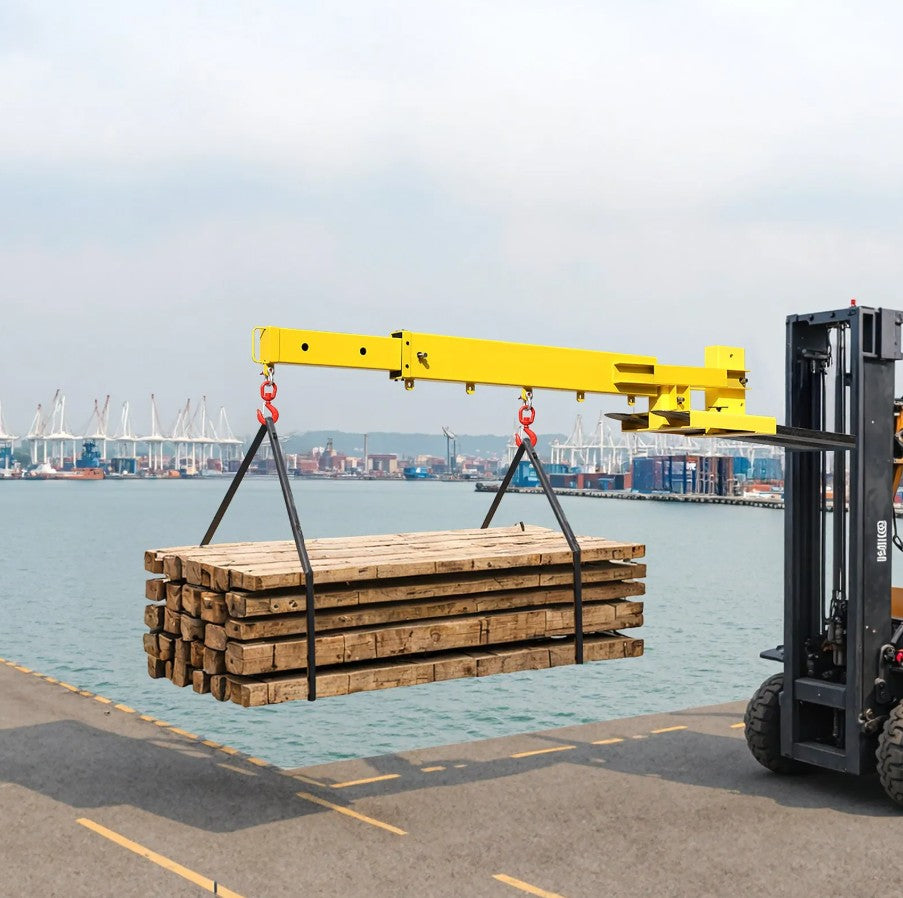Vevor Adjustable Forklift Jib Boom Crane 6000 Lbs Capacity 2 Hooks Alloy Steel New