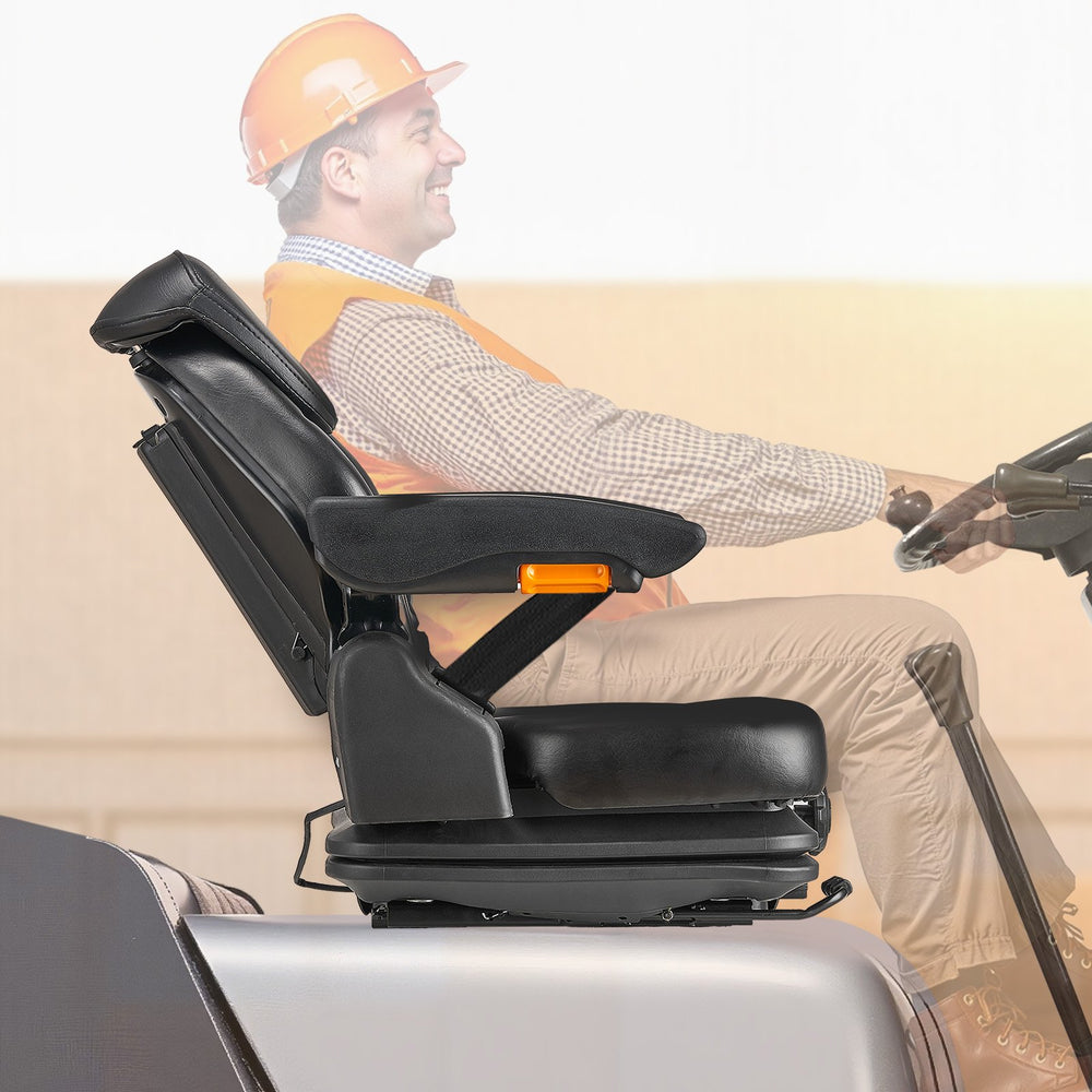 Vevor Forklift Suspension Seat Foldable with Adjustable Backrest and Headrest Universal Fit New