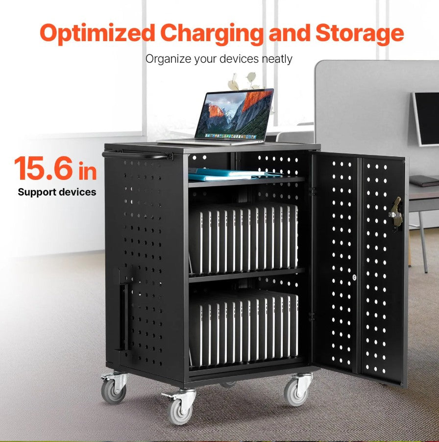 Vevor Mobile Charging Cart 32-Device Capacity for Laptops and Tablets up to 15.6" Screen Size New