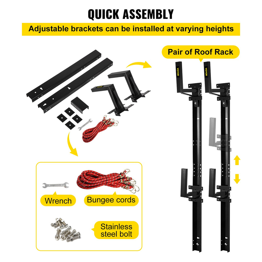 Vevor Trailer Ladder Rack 2 Bars Adjustable 441 Lbs Capacity Fits Enclosed Trailer Exterior Holds 1-2 Ladders New