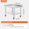 Vevor Food Prep Worktable 30" x 36" x 30" Stainless Steel 3-Sided Backsplash with Adjustable Shelf and Casters New