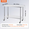 Vevor Prep Table 24" x 48" x 38" Stainless Steel 800 Lbs. Capacity with Adjustable Shelf New