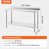 Vevor Prep Table 24" x 60" x 36" Stainless Steel 900 Lbs. Capacity with Rear Baffle and Adjustable Shelf New