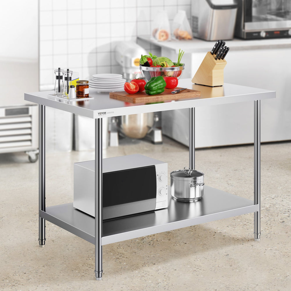 Vevor Prep Table 30" x 48" x 34" Stainless Steel 880 Lbs. Capacity with Adjustable Shelf New