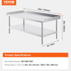 Vevor Stainless Steel Prep Table 30"x60" Commercial with Backsplash and Adjustable Shelf New