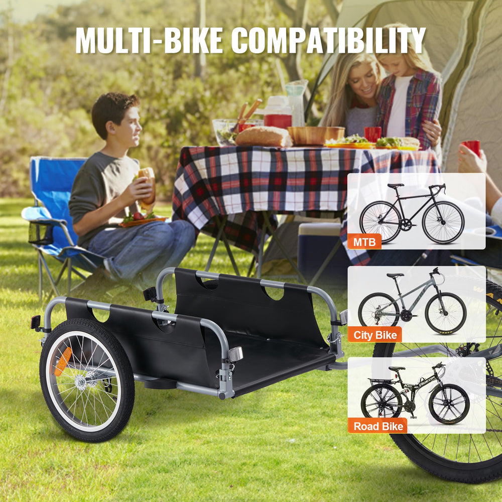 Vevor Bike Cargo Trailer 100 Lbs Capacity Foldable 16" Wheels Universal Hitch Fits 22"-28" Bikes New