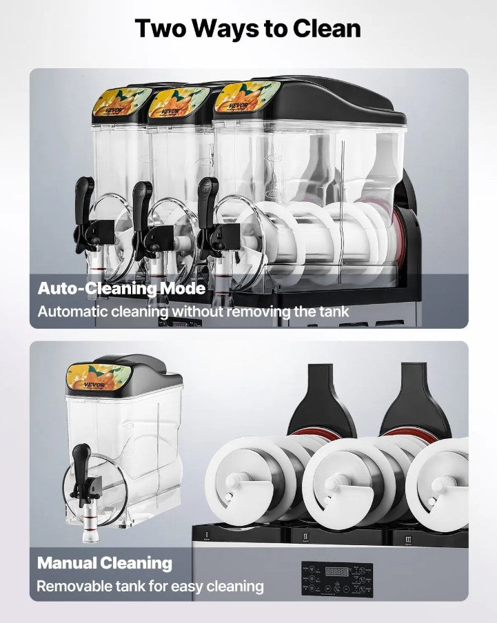 Vevor Commercial Slushy Machine 3-Tank 45 Qt Frozen Drink and Margarita Maker New