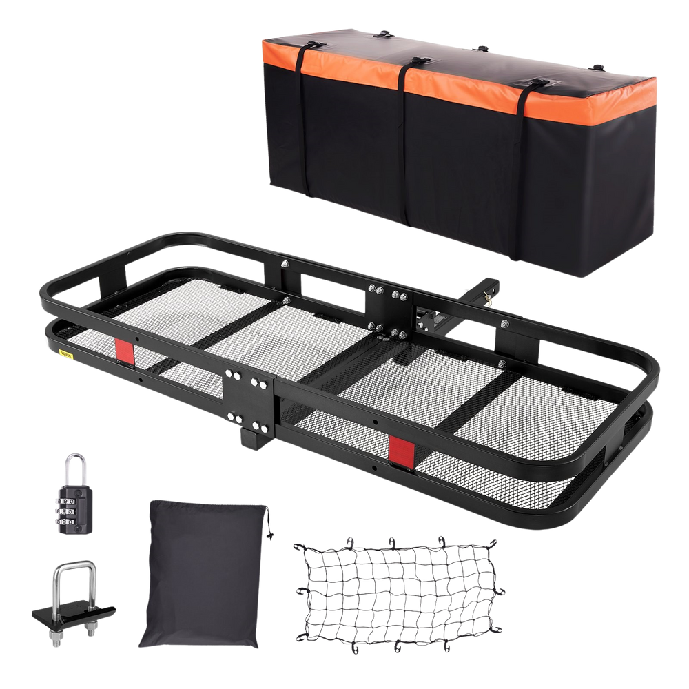 Vevor CW03 Hitch Cargo Carrier Folding 60" x 24" x 6" 500 lbs Load Capacity With Stabilizer Fits 2" Hitch Receiver Steel New