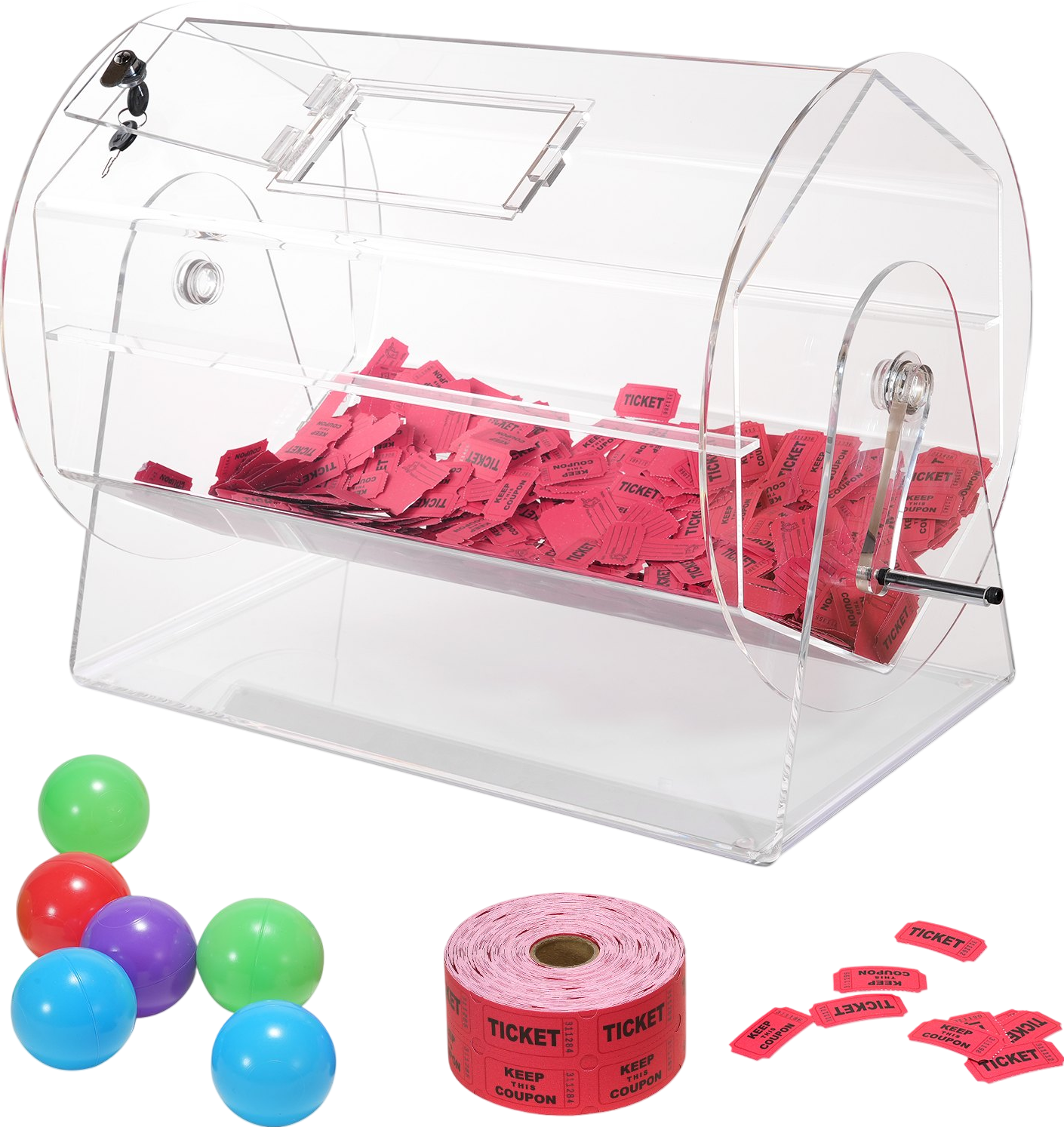 Vevor Raffle Drum Acrylic Ticket Spinning Cage with Lockable Door Holds 10,000 Tickets or 300 Balls New