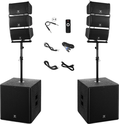 Proreck CLUB-8000 PA Speaker System 8000W Combo 6 Line Array Speakers and 18