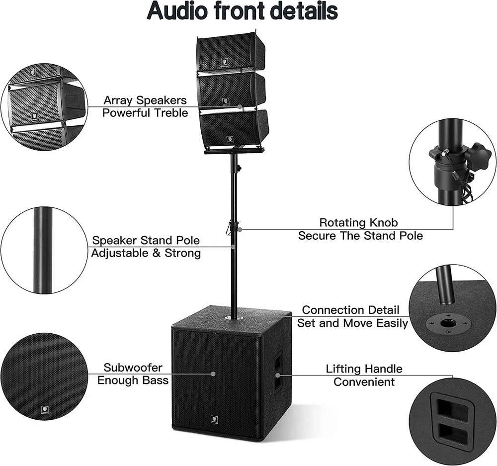 Proreck CLUB-8000 PA Speaker System 8000W Combo 6 Line Array Speakers and 18" Subwoofer with Bluetooth and Remote New