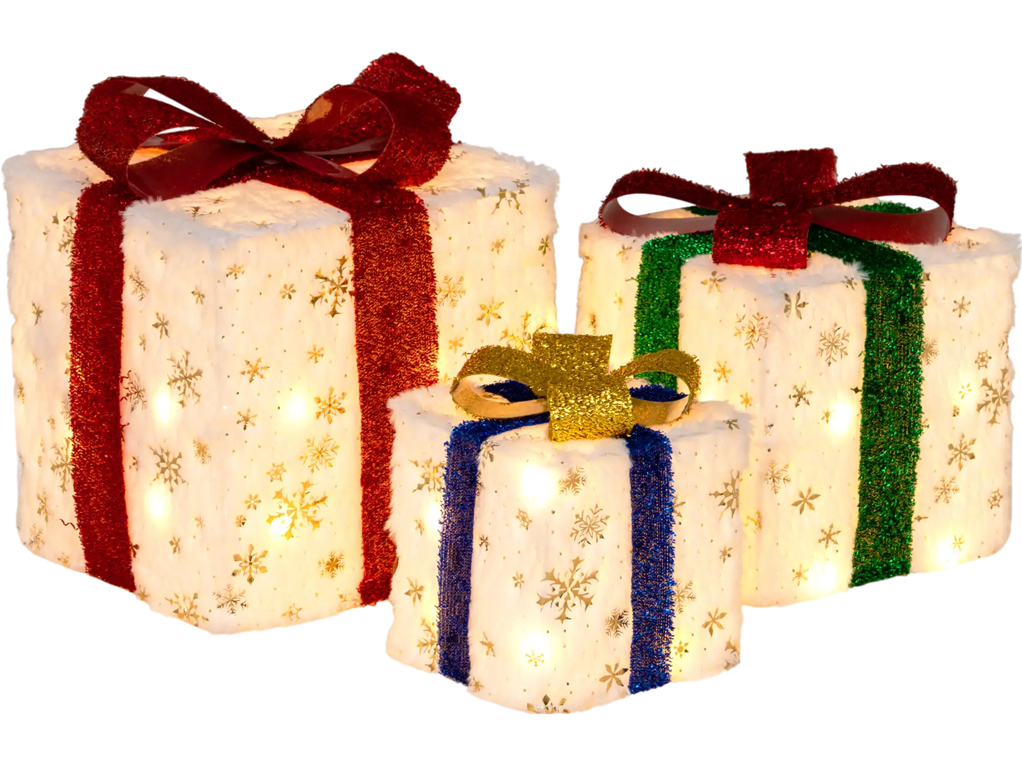 Costway Set of 3 Christmas Lighted Gift Boxes 48 Warm Lights 761894352 New