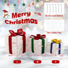 Set of 3 Christmas lighted gift boxes with colorful ribbons, snowflake patterns, and 48 warm lights for festive.