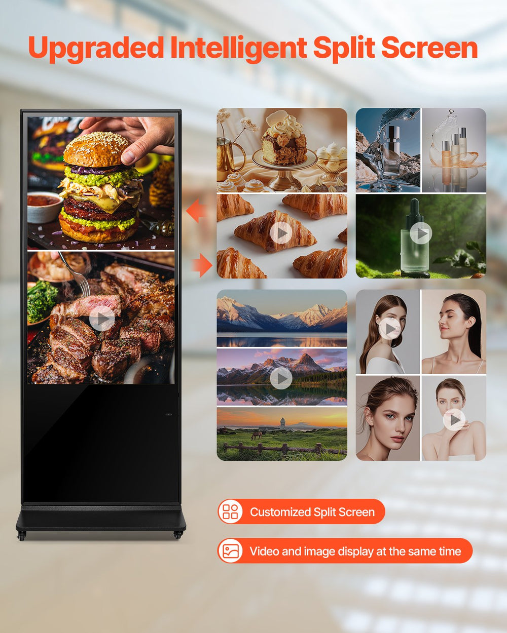 Vevor 4K Touchscreen Digital Signage Kiosk 55" Floor Standing LCD Display New