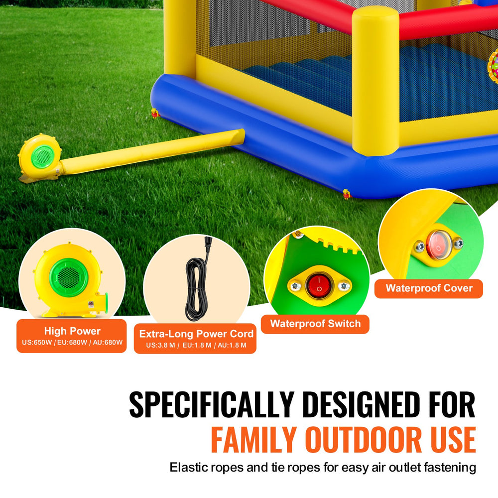 Vevor Inflatable Bounce House 177" x 173" x 79" Outdoor Playhouse Trampoline for Kid Ages 3-10 Years New