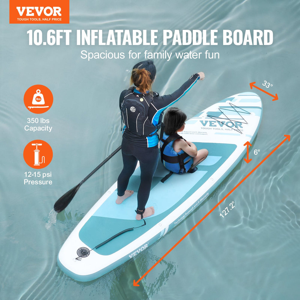 Vevor Inflatable Stand Up Paddle Board 10.6' x 33" x 6" Wide Non-Slip Deck Quick Inflation Accessories Included New