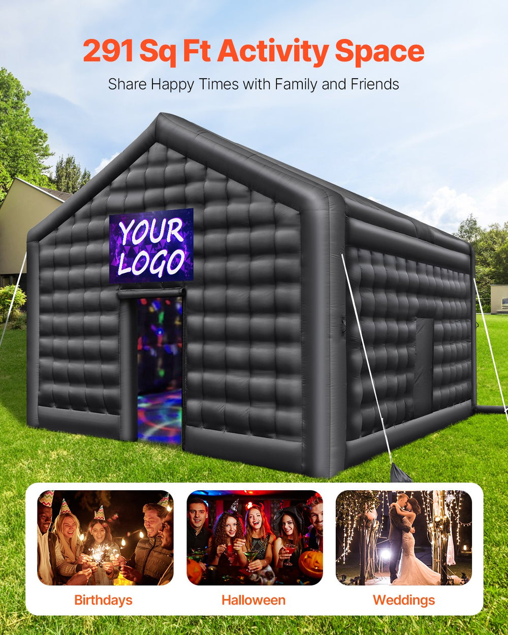 Vevor Inflatable Nightclub 17.7' x 16.4' x 13.9' Blow-Up Party Tent 291 Sq Ft Waterproof 680W Blower New