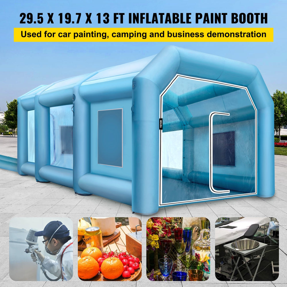 Vevor Inflatable Spray Booth 29.5' x 19.7' x 13' Spray Tent 1100W 370W Blowers and Filter New