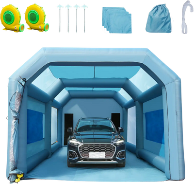 Vevor Inflatable Paint Booth 26' x 14.7' x 10.8' Spray Tent 950W 750W Blowers Air Filter System New