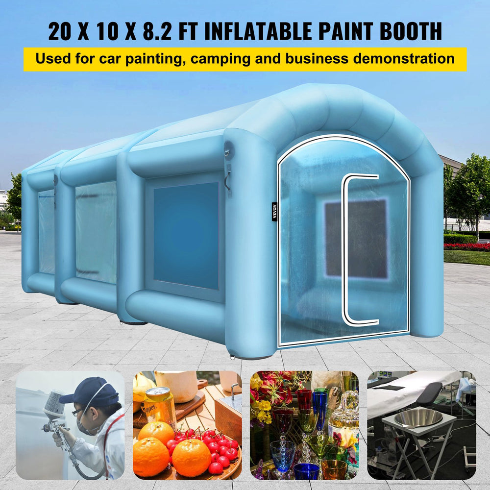 Vevor Inflatable Spray Booth 20' x 10' x 8.2' Spray Tent 750W 350W Blowers and Filter New