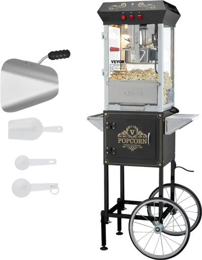 Vevor Popcorn Machine 8 Oz with Cart 850W 48-Cup Capacity New