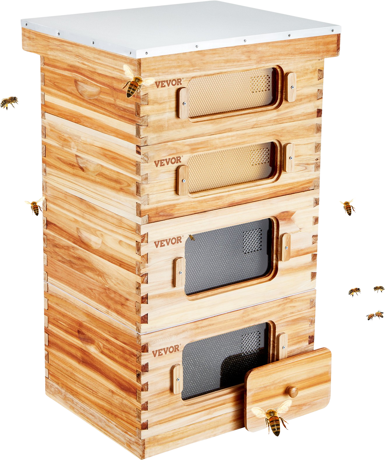 Vevor Bee Hive 40 Frame Kit Beeswax Coated Cedar Wood Deep and Medium Size Boxes 2 PC Each New