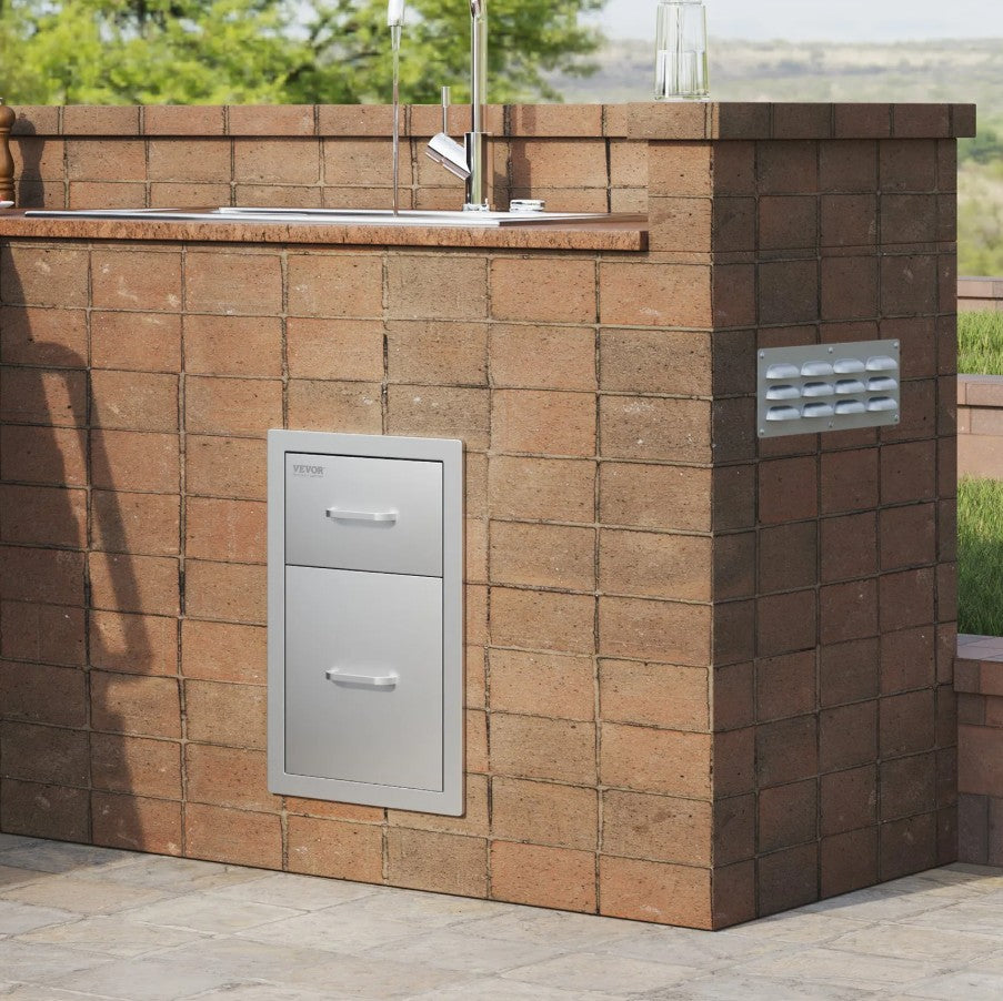 Vevor Outdoor Kitchen Drawers 13" x 20.5" x 21" Double Storage Stainless Steel New
