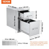 Vevor Outdoor Kitchen Drawers 13" x 20.5" x 21" Double Storage Stainless Steel New