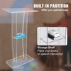 Vevor Acrylic Podium 47" Clear Pulpit Stand with Wide Desktop Surface and Storage Shelf New