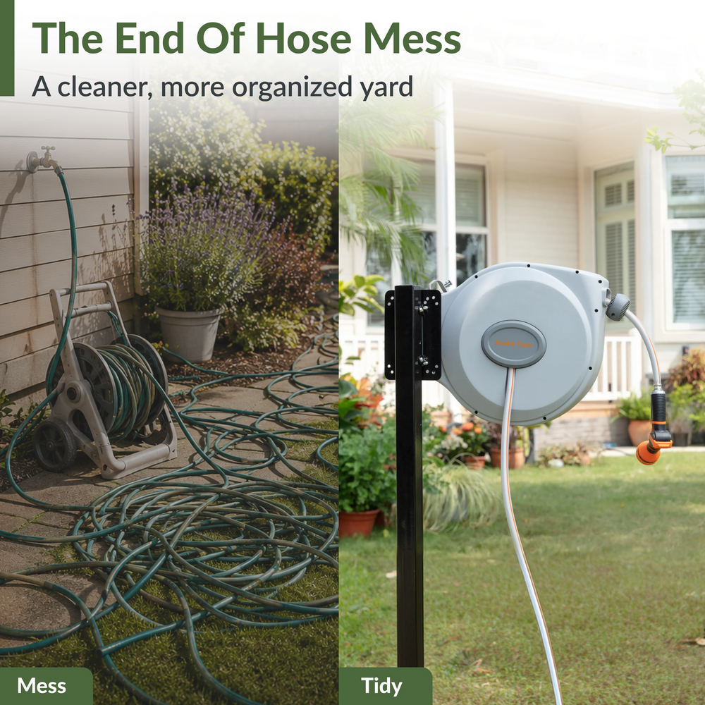 Giraffe Tools Retractable Garden Hose Reel 5/8 in-65ft New