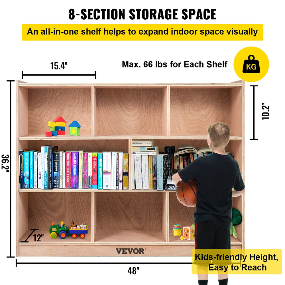 Vevor Preschool Storage Shelves 8-Section 36" Height Durable New