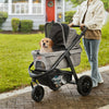 Vevor Pet Stroller 75 Lbs. Capacity 3-Wheel Dual-Brake Quick Fold Storage Basket Grey New